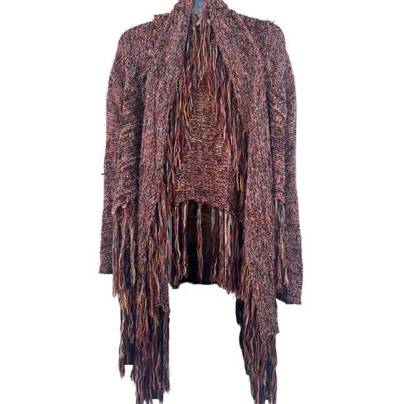 Gimmicks by BKE Fringe Boho The Buckle Open Front Cardigan Womens Size Small - Picture 1 of 9